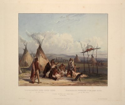 Scaffold funerario di un capo Sioux da Karl Bodmer